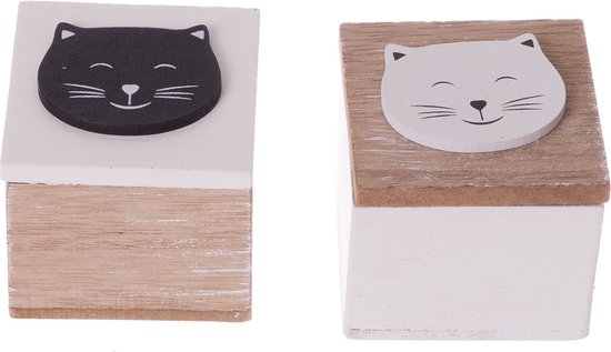 2x tandendoosje haarlokdoosje kat poes jongen/meisje opbergdoosje tandenfee babyshower van Folat