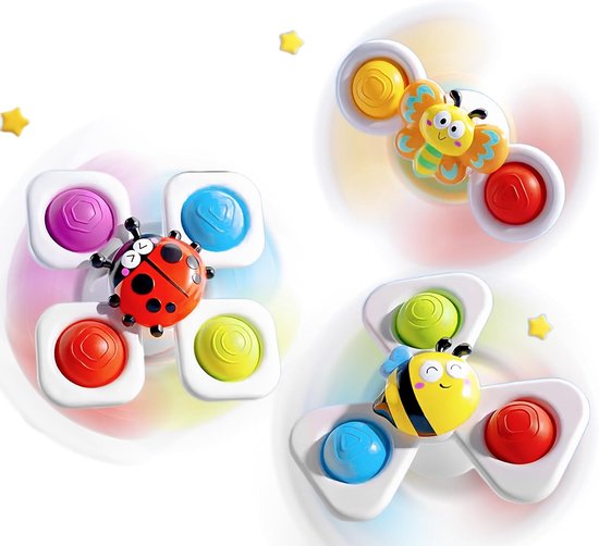 3-delige Baby Suction Cup Spinners - Sensory Speelgoed voor Peuters, Bad Speelgoed met Insecten Thema