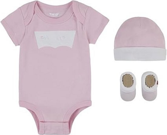 3-Delige Babyset Classic Batwing - Romper Met Muts En Slofjes - Unisex Outfit Voor Baby Jongens En Meisjes - Cadeauset Voor Pasgeborenen van Levi's