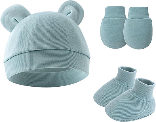 3-Delige Babyset Mutsje Handschoenen en Schoentjes Unisex 0-6 Maanden van Merkloos
