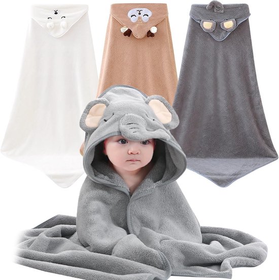3-delige badhanddoek met capuchon voor baby's - ultra-absorberend en zacht
