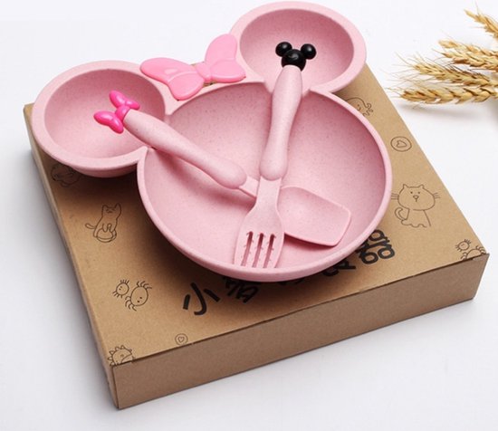 3 Delige - Kinderservies - Peuter Baby Dinerbord - Kinderbord -Bord met vakken voor baby peuter - Met lepel en vork - LOUZIR van LOUZIR