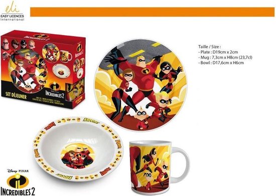 3 delige ontbijt / lunch set The Incredibles (keramiek) van Disney