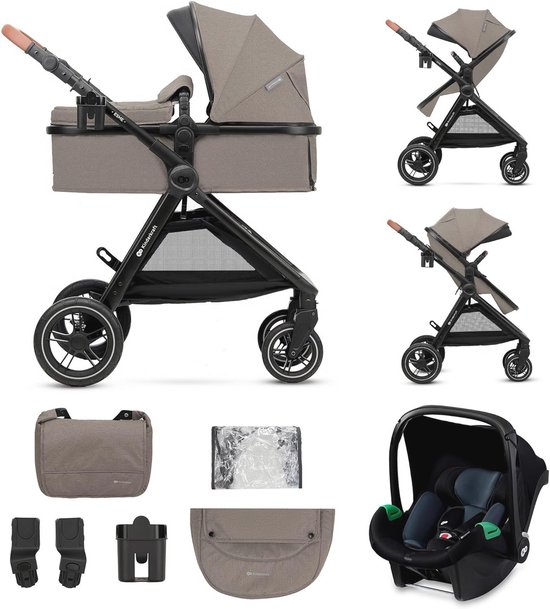 3-in-1 Autostoel met Draagzak en Kinderwagen voor Pasgeborenen tot 4 Jaar - Beige van Merkloos