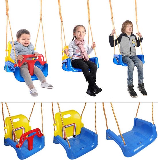 3-in-1 Baby Schommel met Rugleuning en Veiligheidsgordel voor Binnen en Buiten