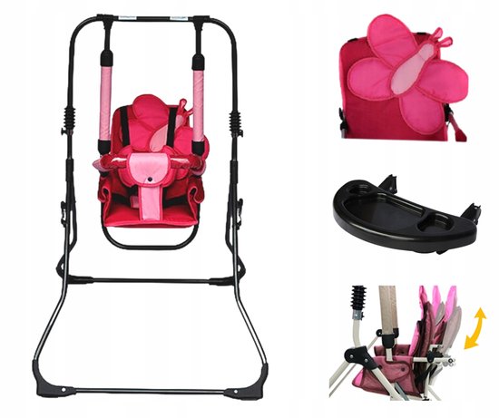 3-in-1 Baby Schommelstoel - Opvouwbaar, Met Tafel & Veiligheidsgordel van Merkloos