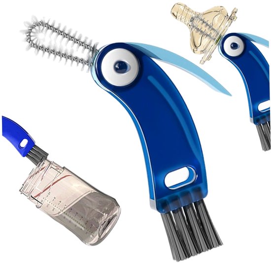 3-In-1 Bekerdeksel Reinigingsborstel Set - Afmeting 12x2.5 Cm - Multifunctionele Flessenborstel Voor Rietjes - Naden En Hoeken - Hittebestendig Kunststof