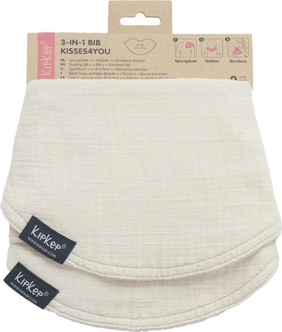 3-in-1 Bib - Cookie - XL spuugdoek, slabber en bandana in 1! - 2 paar - katoen - dubbellaags van The Cotton Cloud