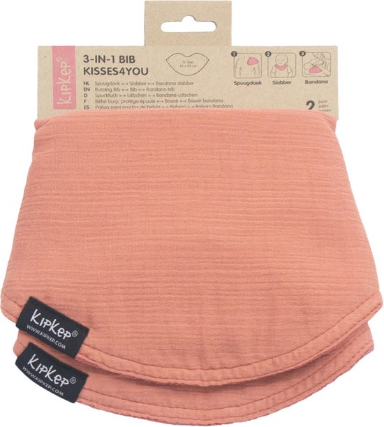 3-in-1 Bib - Sienna - XL spuugdoek, slabber en bandana in 1! - 2 paar - katoen - dubbellaags van Dooky