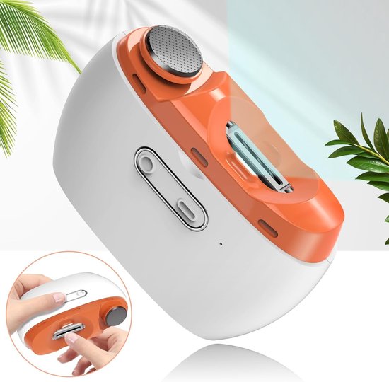 3-in-1 elektrische nagelknipper en -polijster – Automatische nageltrimmer met LED-verlichting, 2 snelheden, USB-oplaadbaar, opbergvak voor afgeknipte nagels, veilig voor baby's en senioren (oranje) van Merkloos