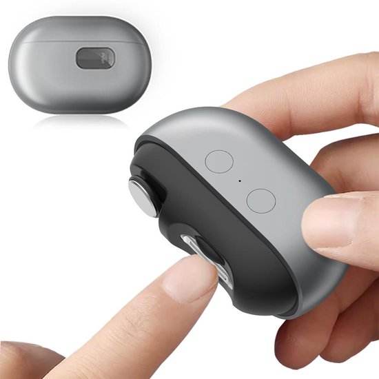 3-in-1 elektrische nagelknipper met polijst- en nagelopvangfunctie, 500mAh batterij, automatische nageltrimfunctie, USB-C interface, draagbaar, grijs. van Merkloos