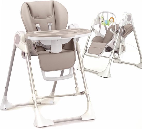 3-in-1 Kinderstoel voor Baby's: Elektrische Schommel, Ligstoel en Eetstoel met Afstandsbediening