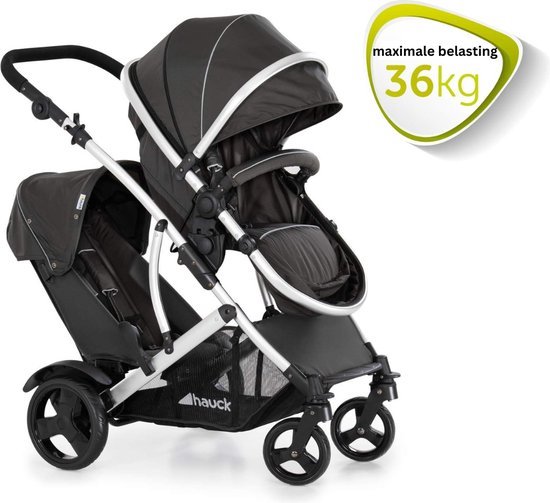 3 in 1 Kinderwagen – Duo Kinderwagen – Buggy – Wandelwagen – Plooibuggy – Geschikt voor 2 Kinderen – Maxi Cosi – Zonbescherming – Zwart