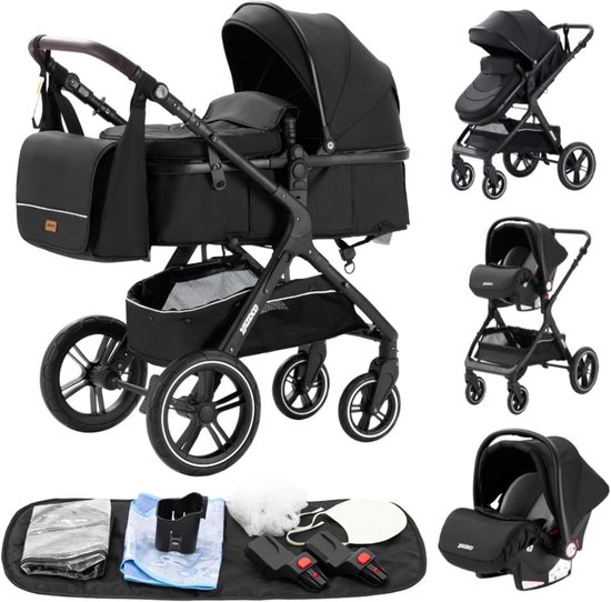 3-in-1 Kinderwagen voor Peuters - Opvouwbare Driewieler met Hoge Rugleuning van Merkloos