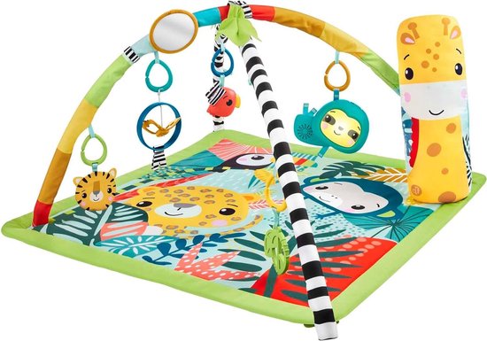 3-in-1 Speelmat Babygym - Baby tot Peuter - Ontwikkelingsgerichte Speeltjes - Lichtjes en Geluidjes - Verstelbare Boog - Regenwoud HJW08 van Fisher Price
