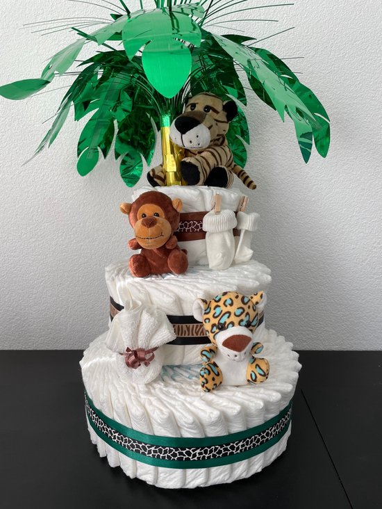 3-Laags Neutrale Luiertaart Jungle Tijger van Mevrouw Groen