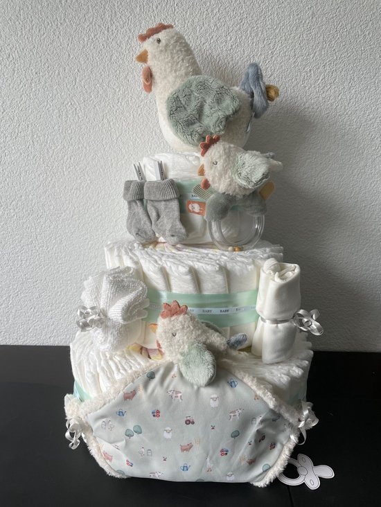 3-Laags Neutrale Luiertaart Little Dutch Farm Kip van Little Dutch