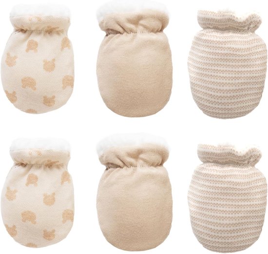 3 Paar Baby Wanten & Wantjes - Katoen & Fleece - Krasvrij en Warm - Geschikt voor Pasgeborenen en Baby's