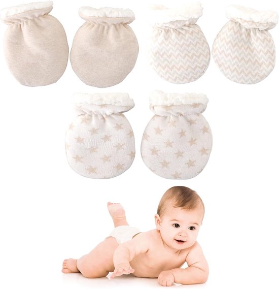 3 Paar Baby Wantjes en Wanten voor Pasgeborenen 0-12 Maanden van Merkloos