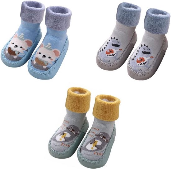 3 paar thermische baby kruipschoenen winter eerste schoentjes antislip van Merkloos