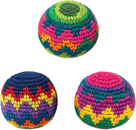 3 Pack sackss, Hand-Made Knitted Footbag, Soft Pellet Filled | Garden Kick Bag Juggling Game, Beginner Footbag For Party Outdoor Backyard Park Beach Day Travel Camping Lawn