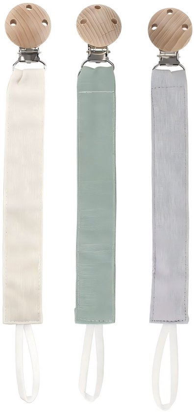 3 stuks Babyfopspeenkettingen – 25 cm – Fopspeenkoordjes – Anti-verlieskoordjes – Fopspeenclips – Unisex (voor jongens en meisjes) – Clip-houders – Anti-valkettingen – Koordjes met drukknoop – Fopspeenbevestigingen van Merkloos