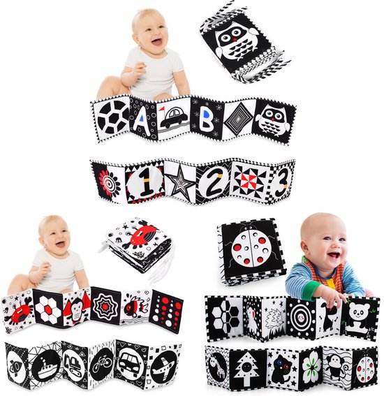 3 Stuks Buikligtrainer Baby - Knisperboekje Baby - Baby speelgoed 6 maanden - Educatief Speelgoed - Tummy Time - Montessori - Sensorisch (Lieveheersbeestje + Uil + Krab) van Ariko