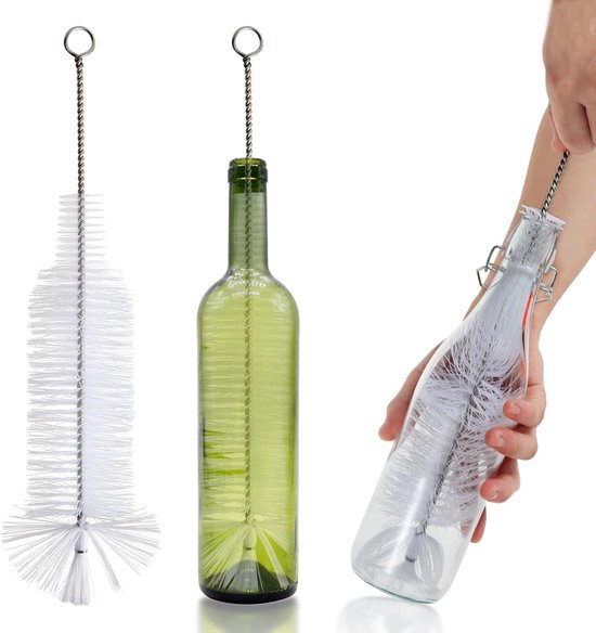 3 stuks Flessenborstel — Ideaal voor het reinigen van glazen flessen met een smalle hals, wijnflessen, bierflessen, frisdrankflessen, spuitflessen en kombuchaflessen.