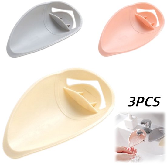 3 stuks-Handwashulp - verlengstuk - kraanverlenger - waterkanaalverlenger - geschikt voor badkamers en toiletten - handig voor kinderen om hun handen te wassen - beige - roze - grijs - 14,5*10 cm