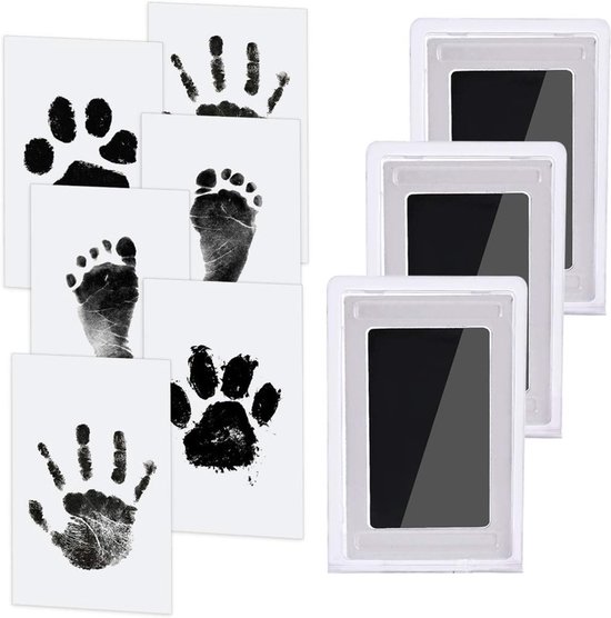 3 stuks Inktkussentjes voor baby-aandenkens — M — 8 x 12,5 cm— Voor hand- en voetafdrukken van kinderen, en pootafdrukken van baby's & huisdieren — Herinneringsinktkussentjes voor de eerste verjaardag — Ideaal voor pasgeborenen 0–12 maanden