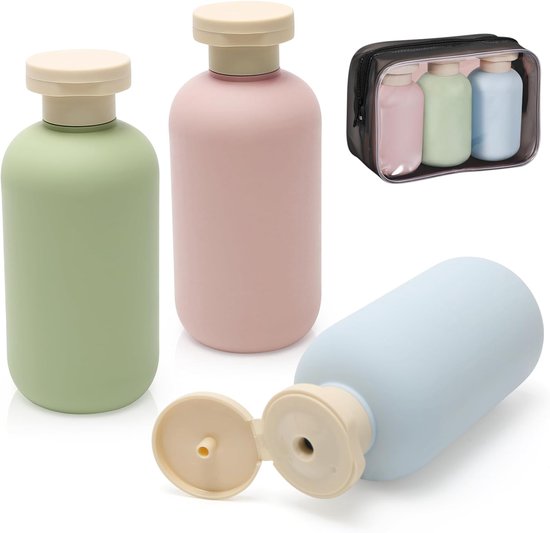 3 stuks-Reisflesjes-Voor toiletartikelen-200 ml-navulbare reisflesjes-voor op reis,-knijpflessen voor shampoo,handdesinfecterend middel, gezichtsreiniger, douchegel-Geschikt voor uitgaan, buiten, reizen, kamperen, strand van Merkloos