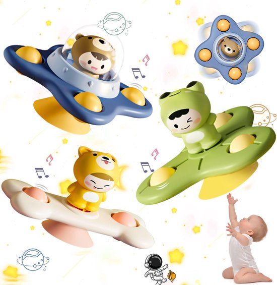 3 stuks zuignap draaispeelgoed voor peuters - Reis speelgoed voor baby's - Kinder reisspeelgoed - Badspeelgoed voor baby's vanaf 18 maanden van Merkloos