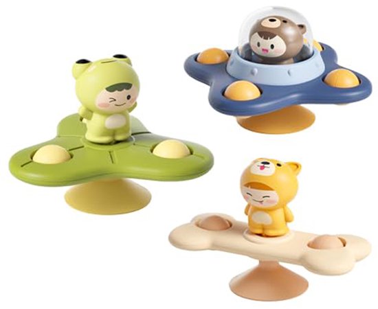 3 stuks zuignap spinner speelgoed, baby bad speelgoed, sensorisch speelgoed voor 1-3 jaar oude jongens en meisjes, baby essentials voor op reis, friemel speelgoed voor peuters van 1-3 jaar, verjaardagscadeaus voor 1-3 jaar oude jongens en meisjes van Merkloos