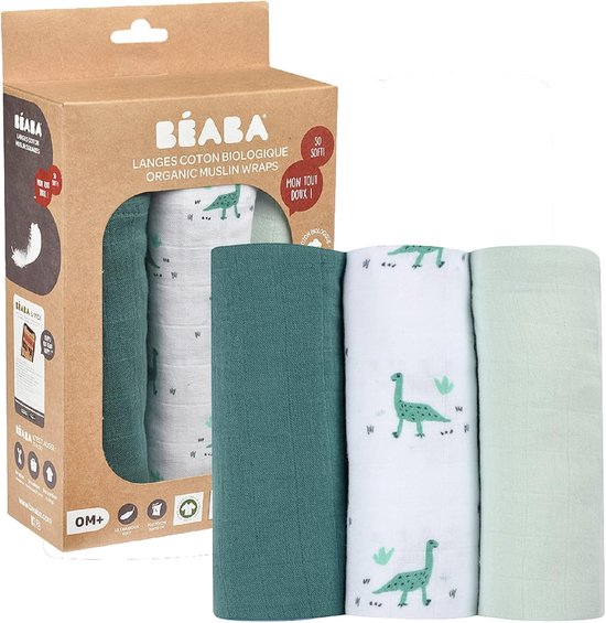 3 Wikkeldoeken van Mousseline in Biologisch Katoen - Ademend en Zacht, 70 x 70 cm, Veelzijdig voor Baby's van Ergobaby