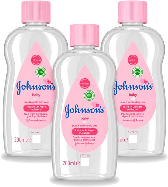 3 x Johnson's - Baby Olie - Puur & Zacht - 200 ml - Bulkverpakking - 3 stuks