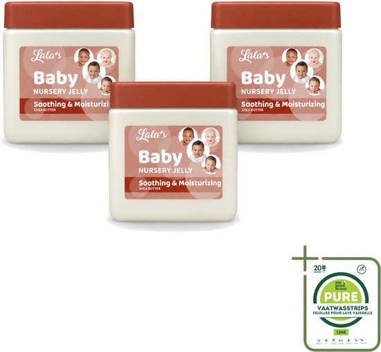 3 x Lala's - Baby Vaseline - Soothing & Moisturizing - Voor Droge Huid - 368g - Grootverpakking - Vaatwasstrips - Babyhuid Verzorging - Droge Huid - Babyhuid Verzorging - Babyhuid Balsem - Babyhuid Balsem