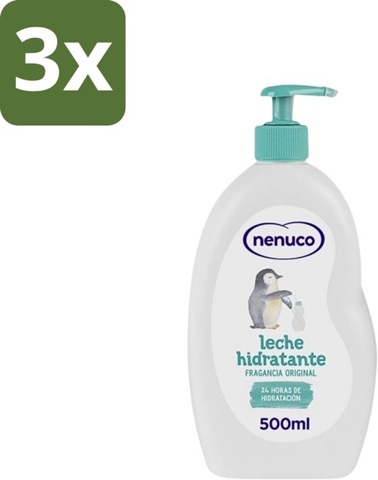 3 x Nenuco - Bodymilk - Verzorgende Bodylotion - Hydraterend - Met Pomp - 500 ml - Babyhuid Verzorging - Hydraterende Bodylotion - Bodymilk Voor Baby - Shea Butter - Dermatologisch Getest van Merkloos