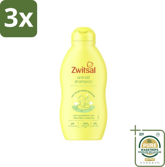 3 x Zwitsal - Anti-Klit Shampoo - Zachte Ontwarring - 200 ml - Grootverpakking - Baby Haar Shampoo - Anti Klit Shampoo - Zwitsal Shampoo - Baby Haar Verzorging - Mild Shampoo