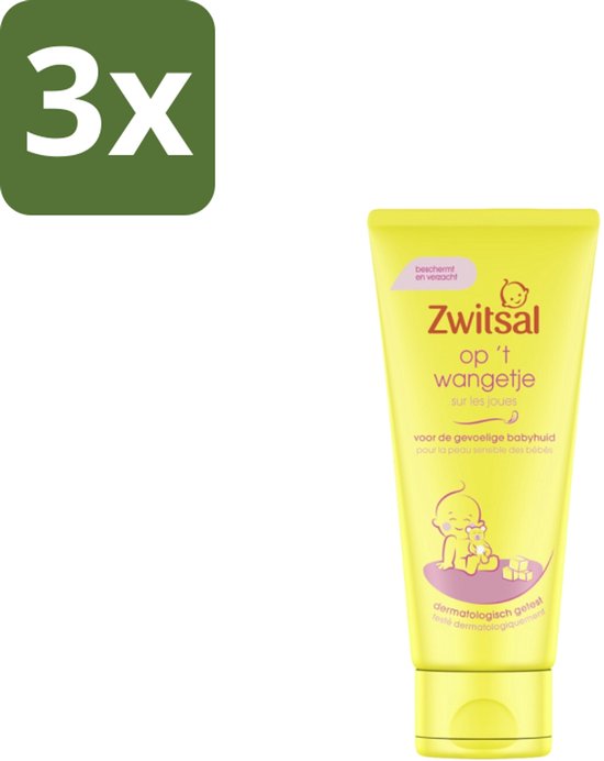 3 x Zwitsal Gezichtscrème Op 't Wangetje 100 ml - Baby Gezichtscreme - Babyhuid Bescherming - Baby Wangen Crème - Babyhuid Verzorging - Kamille Crème