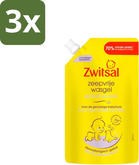 3 x Zwitsal – Wasgel Navulling – Zeepvrij – 500 ml - Babyhuid Verzorging - Zwitsal Wasgel - Baby Wasgel - Babyhuid Reinigen - Hydraterende Wasgel van Merkloos