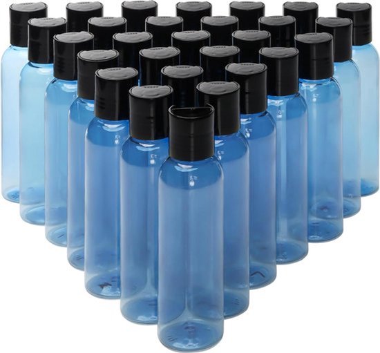 30 Pak Blauw Plastic Knijpflessen - 120 ml Disc Sportfles Doppen Containers - Lege Navulbare Reis Flessen voor Cosmetica - Lotion Shampoo Vloeibare Zeep - Crèmes en Meer .