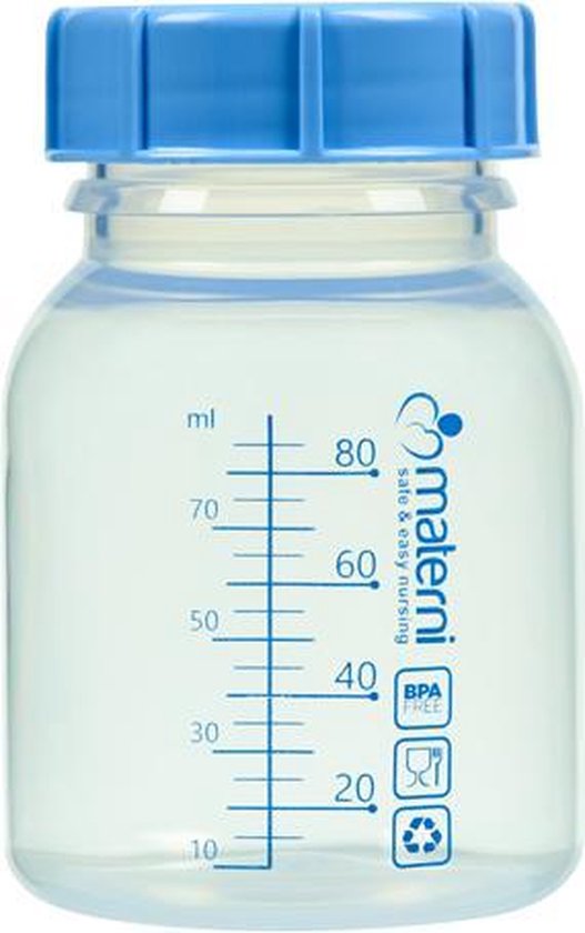 30x Materni Moedermelkflesje 80 ml met dop tbv borstvoeding van Materni