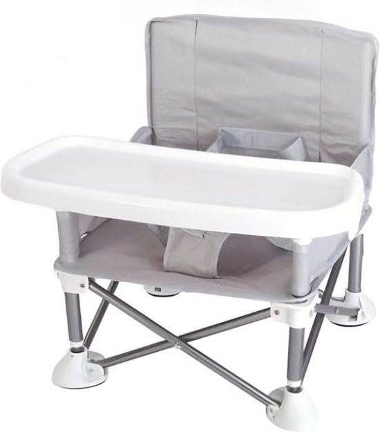 360 Living® - Kinderstoel Inklapbaar - Grijs - Eetstoel Baby - Kinderzetel - Kinderstoel Inklapbaar met Eetblad - Kinder Eetstoel