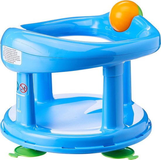 360 ° rotatable bath seat, ergonomic seat for the bathtub with rollball and 4 suction cups, usable from approx. 6 months up to max. 10 kg, pastel, Light Blue van Badabulle