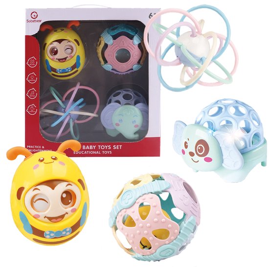 360 Toys® - Baby Ballen Set - Inclusief 4 Educatieve Baby Ballen - Babyspeelgoed 6 maanden - Sensorisch Speelgoed van 360 Toys