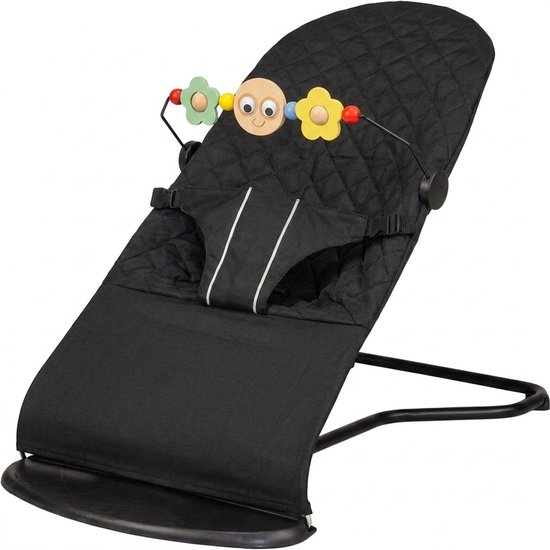 3Babies® Wipstoel – Bouncer – Verstelbare Rugleuning – Inklapbaar – Schommelstoel – Speelboog & Veiligheidsgordel – Zwart