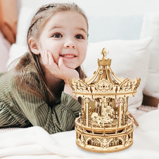 3D Puzzels Muziekdoos Carrousel - Modelbouwsets Hout - Complex Bouwmodel - Ontwikkeling Mentale Vaardigheden - Romantisch Cadeau - Volwassenen, Tieners, Kinderen van Robotime