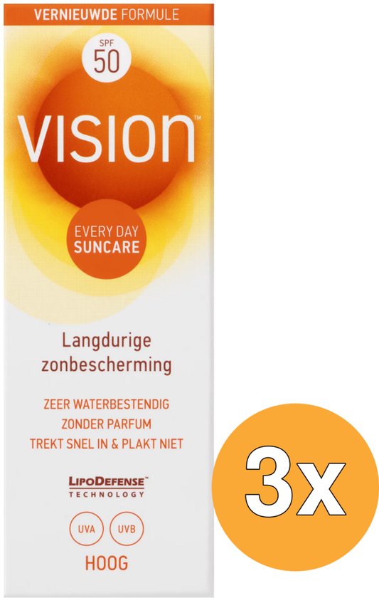3x Vision Every Day Sun Protection SPF50 (45 ml) van Merkloos