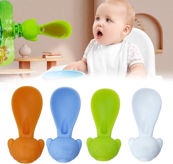 4-delig Siliconen Babyvoedingsset - Zachte Mondstuk voor Fruitpureezakjes - Lekvrij Ontwerp - Geschikt voor Baby's 3+ Maanden - Eenvoudig Schoon te Maken van Merkloos
