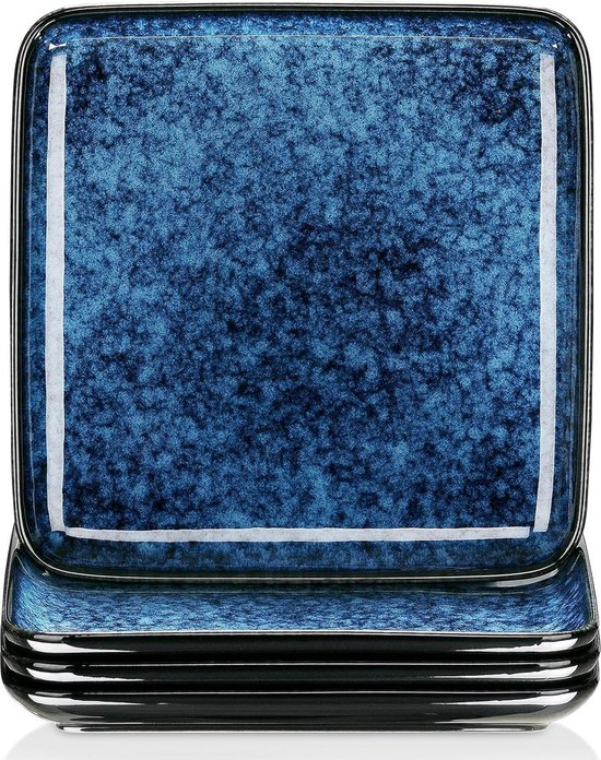 4-delige platte bordenset - Ø 25.8 cm - Grote vierkante ontbijtborden borden set van Maison Forine